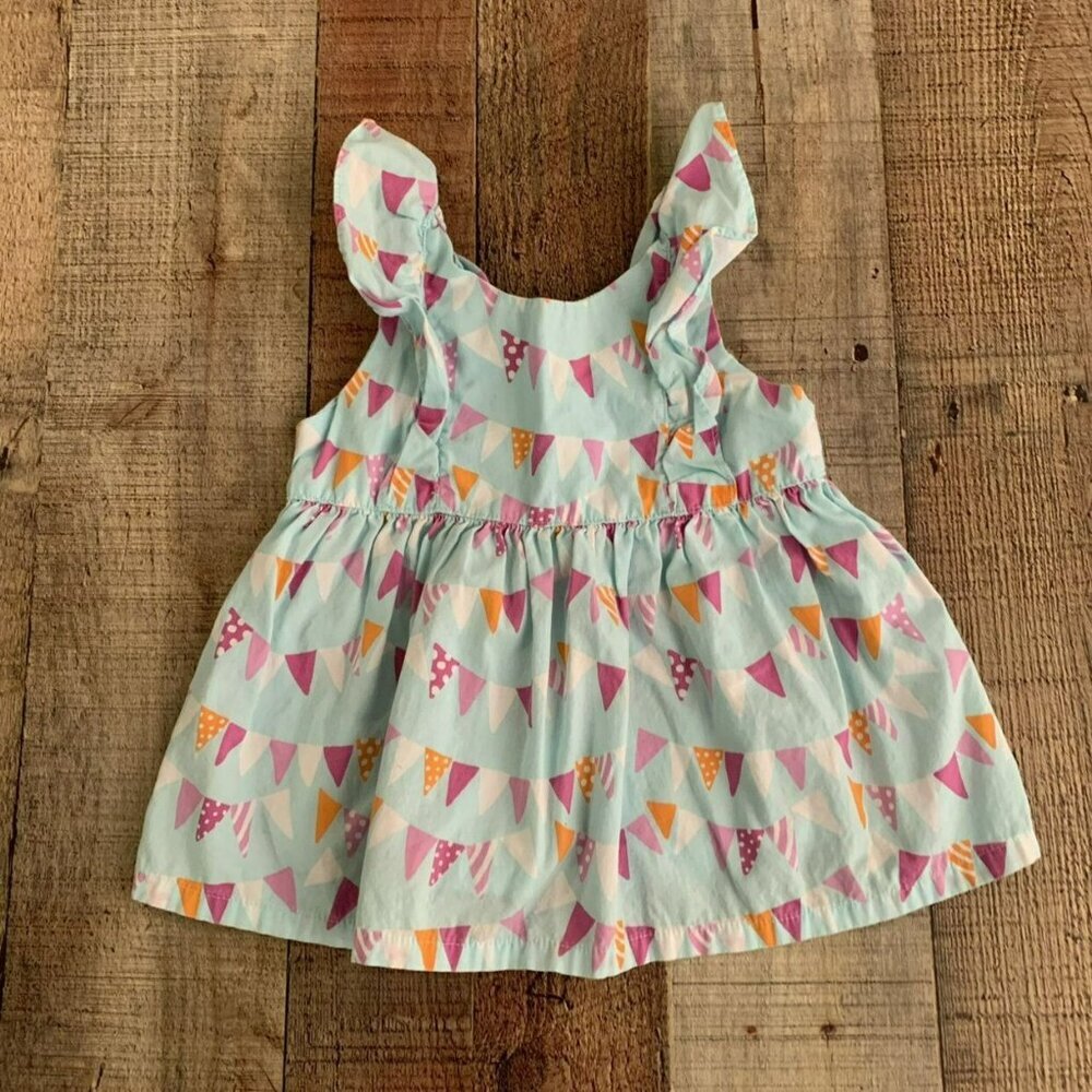 Gymboree girls size 18-24M flutter top blue with flag banners